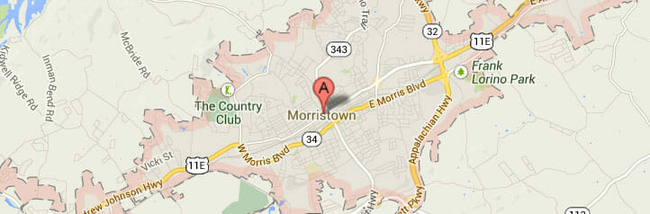 Map of Morristown, Tennessee