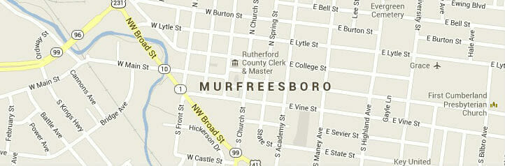 Map of Murfreesboro, Tennessee