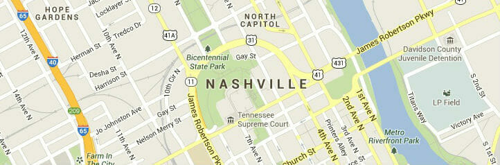 Map of Nashville, Tennessee