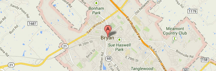 Map of Bryan, Texas