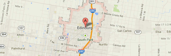 Map of Edinburg, Texas