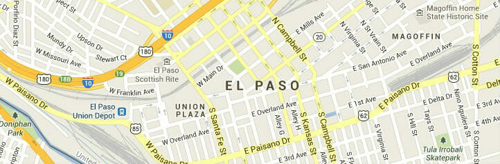 Map of El Paso, Texas