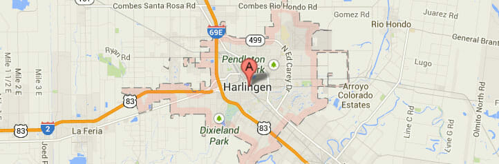Map of Harlingen, Texas
