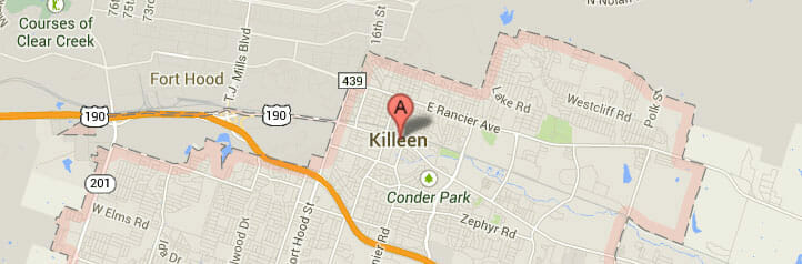 Map of Killeen, Texas