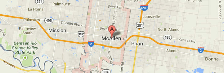 Map of McAllen, Texas