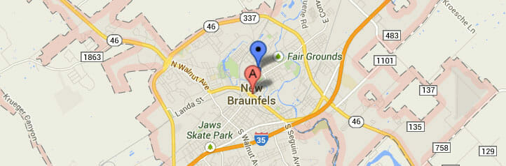 Map of New Braunfels, Texas