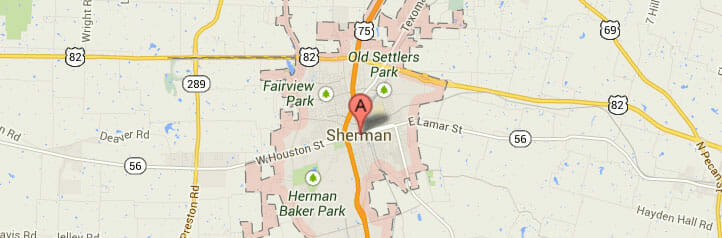 Map of Sherman, Texas