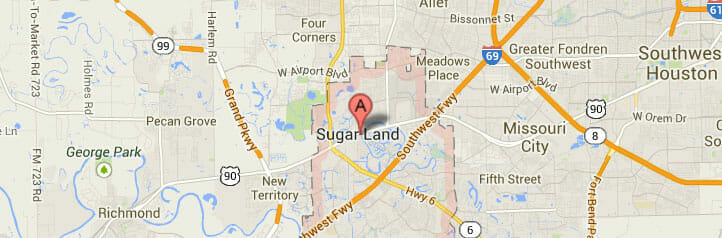 Map of Sugar Land, Texas
