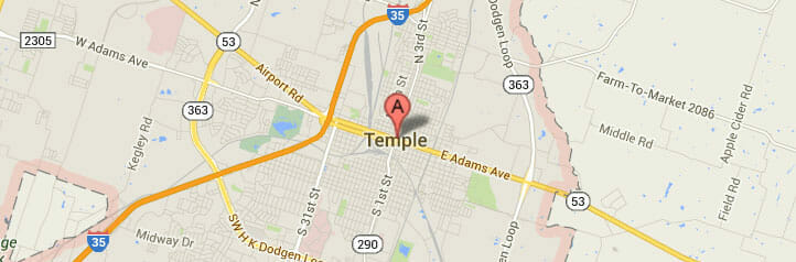 Map of Temple, Texas