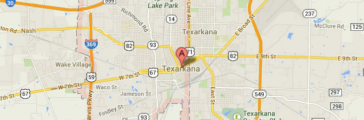 Map of Texarkana, Texas