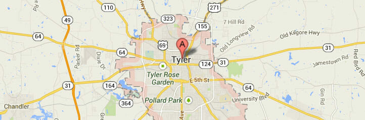 Map of Tyler, Texas