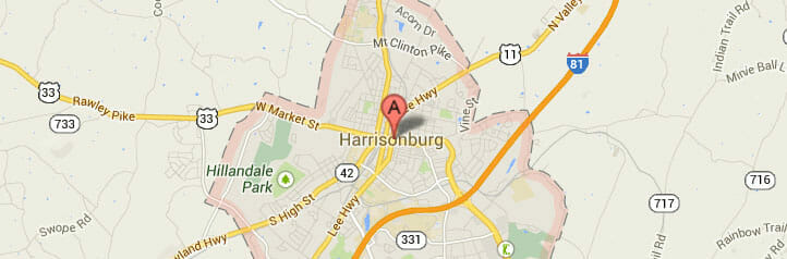 Map of Harrisonburg, Virginia