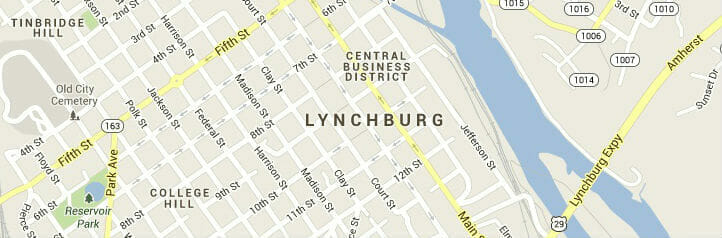 Map of Lynchburg, Virginia