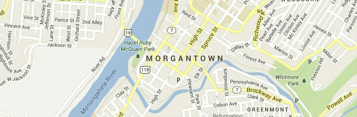 Map of Morgantown, West Virginia