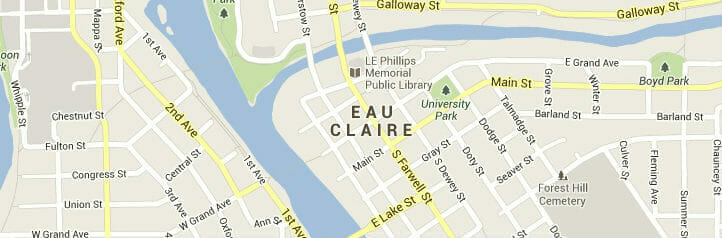 Map of Eau Claire, Wisconsin