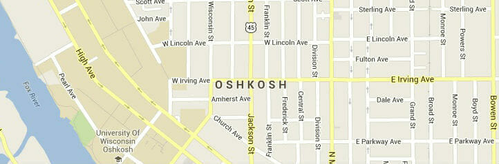 Map of Oshkosh, Wisconsin