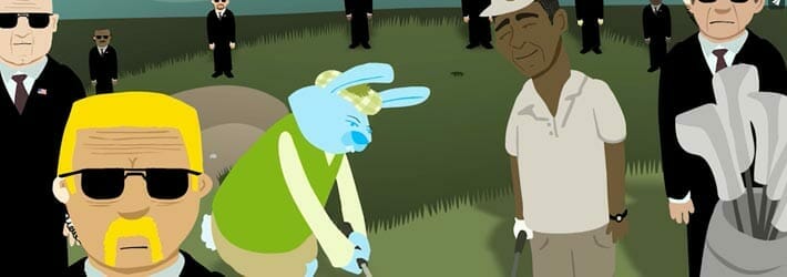 Easter Bunny golfs with the President