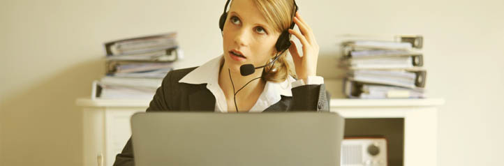 Telemarketer making sales calls